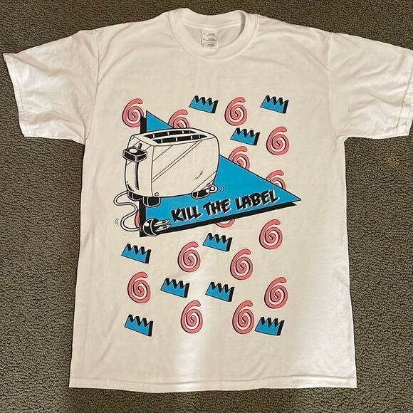 Kill the Label Toaster White Medium short SLEEVE TEE shirt - Picture 1 of 4
